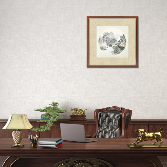 Chinese realistic painting-detailed painting. Mountains. Painted on hard paper jam