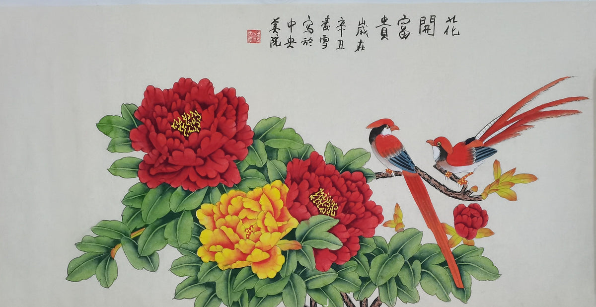 Chinese claborate-style painting . Study decoration, lobby decoration