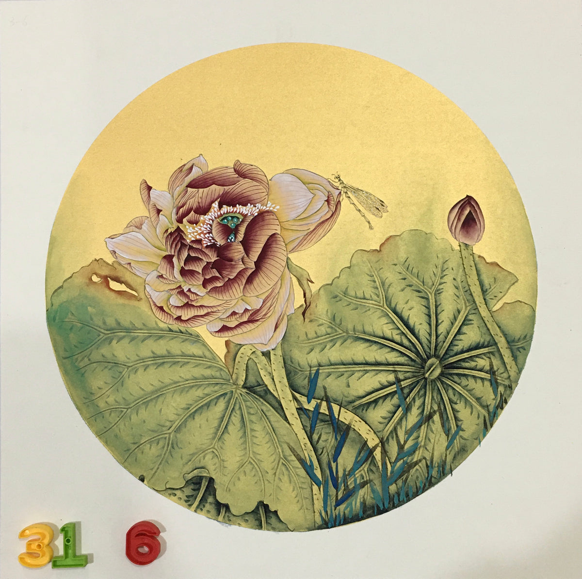 Chinese realistic painting-detailed painting. Lotus. Painted on hard paper jam