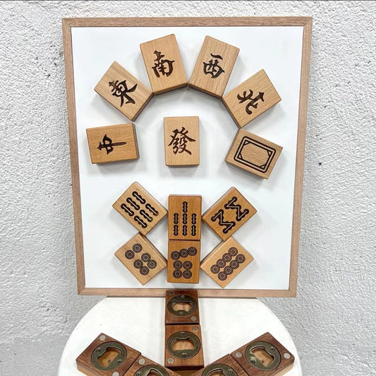 Wooden fridge magnets+bottle opener
