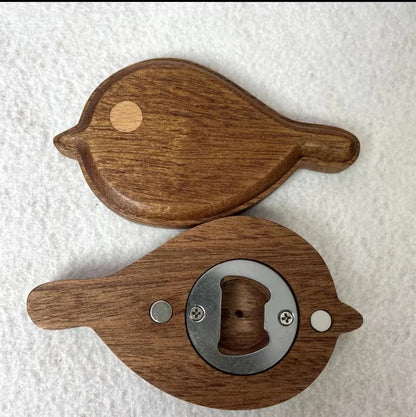 Wooden fridge magnets+bottle opener