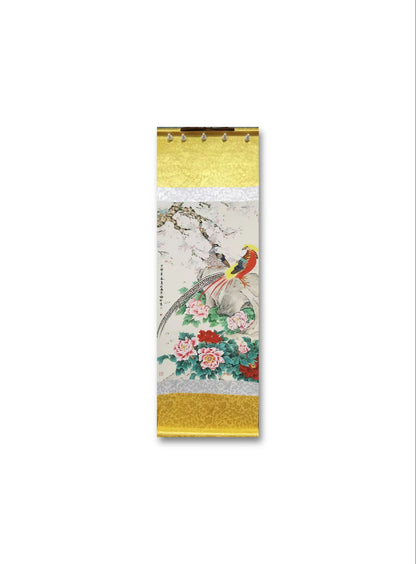 Chinese painting-decoration pictures of golden pheasant and four gentlemen plants