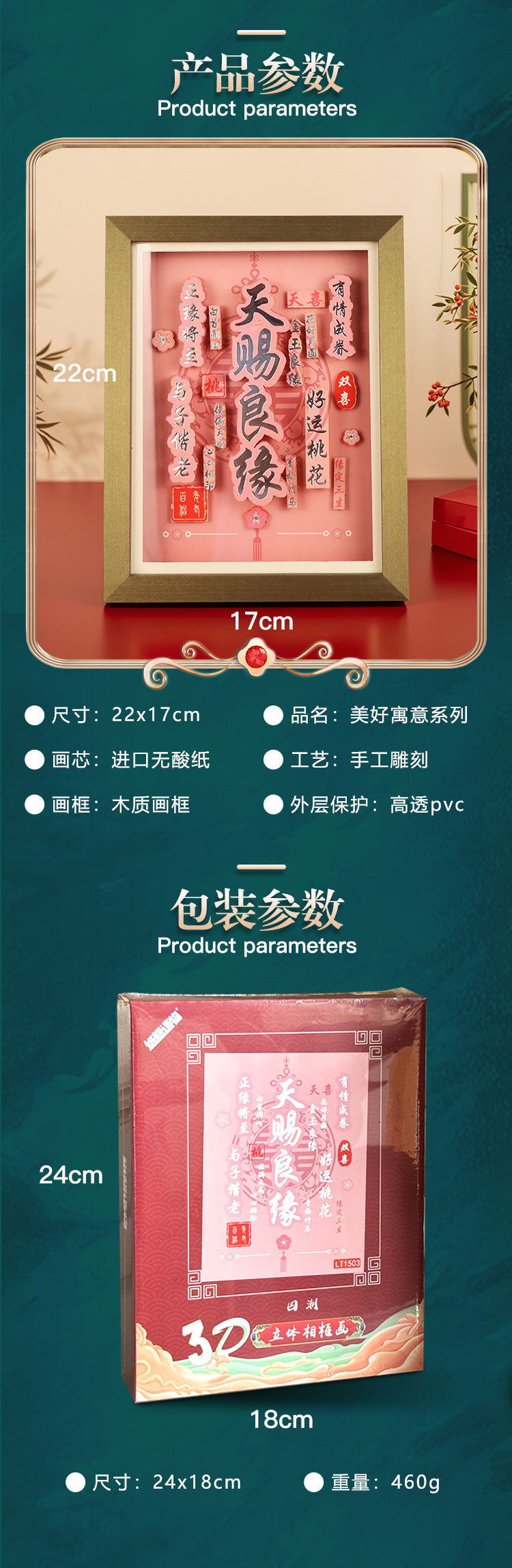 New Chinese Festive Lucky Fortune Decoration Three-Dimensional6Layer Manual DIY Painting with Photo Frame Housewarming for Friends Student Gift Chinese New Year