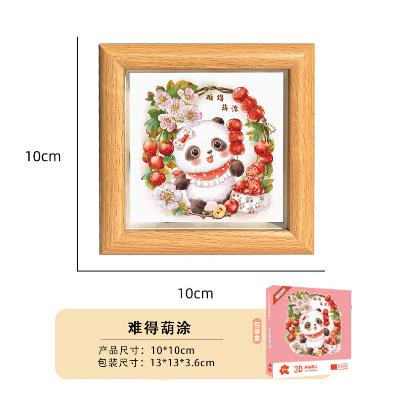 Cute Funny Panda Hollow Decorative 3D Painting Table DIY Home Decorative Small Ornaments3D Three-Dimensional Paper Sculpture Painting Chinese New Year