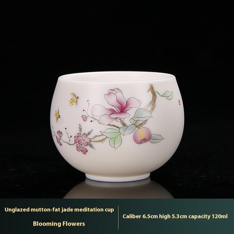 White Jade Plain Burning Ceramic Household Zen Cup Master Cup Guest Cup Kung Fu Tea Cup Tea Cup Men's and Women's Single Cup Single