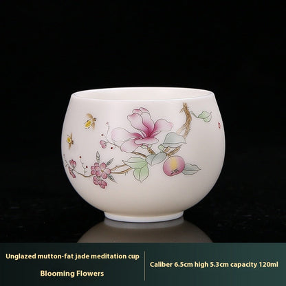 White Jade Plain Burning Ceramic Household Zen Cup Master Cup Guest Cup Kung Fu Tea Cup Tea Cup Men's and Women's Single Cup Single