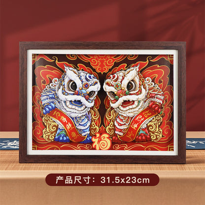 National Fashion Ancient Style Xingshi Photo Frame3d Three-Dimensional Painting with Photo Frame Festival Festive Ornaments Chinese Spring Festival Gifts Chinese New Year