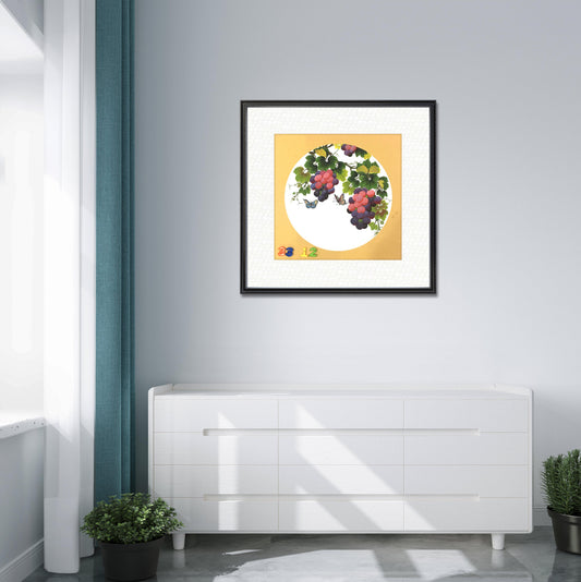 Chinese realistic painting-detailed drawing.   Painted on hard paper jam  Grapes.   Best wishes for pregnancy