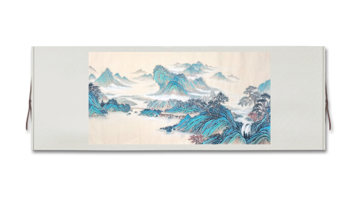 Chinese painting-landscape. Green and blue mountain