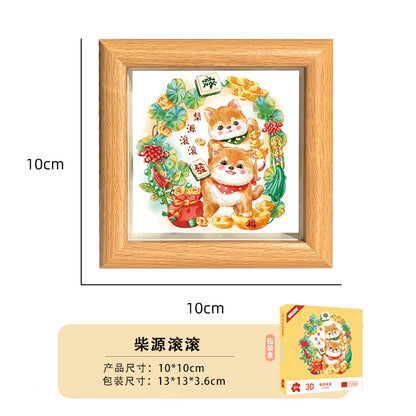 Cute Funny Panda Hollow Decorative 3D Painting Table DIY Home Decorative Small Ornaments3D Three-Dimensional Paper Sculpture Painting Chinese New Year