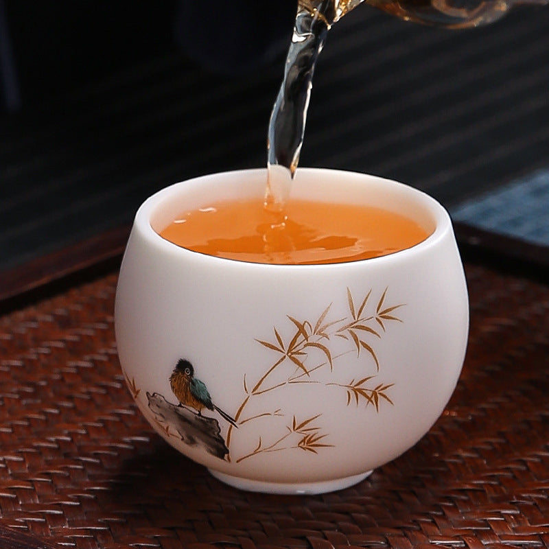 White Jade Plain Burning Ceramic Household Zen Cup Master Cup Guest Cup Kung Fu Tea Cup Tea Cup Men's and Women's Single Cup Single