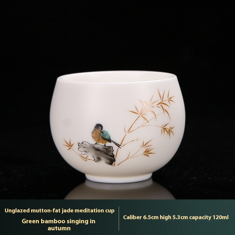 White Jade Plain Burning Ceramic Household Zen Cup Master Cup Guest Cup Kung Fu Tea Cup Tea Cup Men's and Women's Single Cup Single
