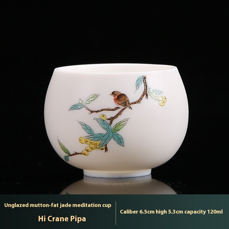 White Jade Plain Burning Ceramic Household Zen Cup Master Cup Guest Cup Kung Fu Tea Cup Tea Cup Men's and Women's Single Cup Single
