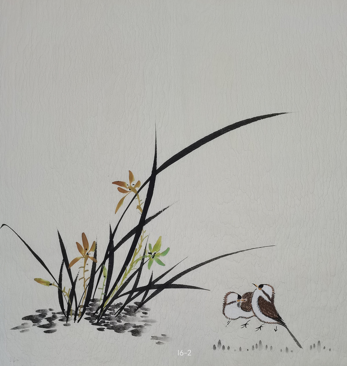 Chinese painting-Plants. Orchid and birds. Living room decoration