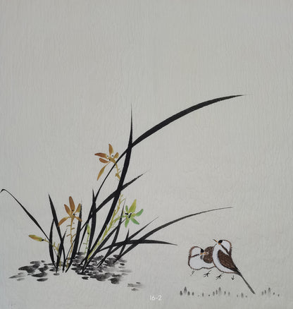 Chinese painting-Plants. Orchid and birds. Living room decoration