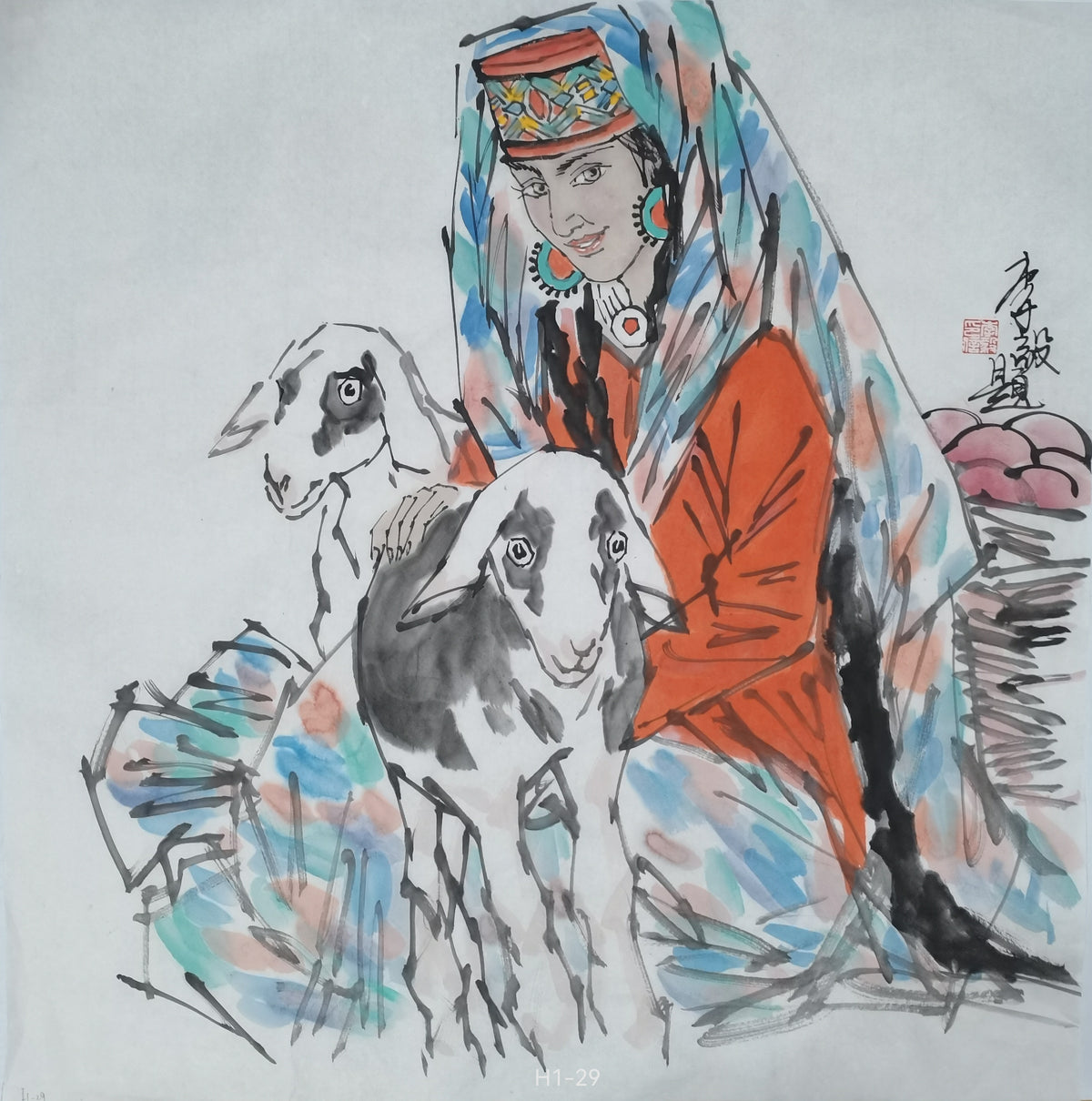 Chinese painting-Exotic lady.  room decoration