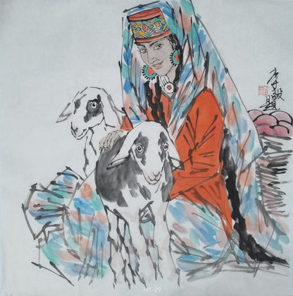 Chinese painting-Exotic lady.  room decoration