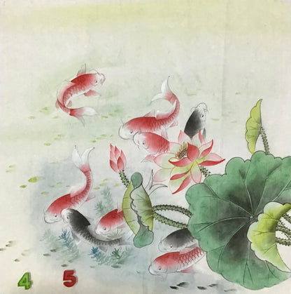 Chinese painting- fish and lotus. Living room decoration