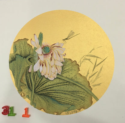 Chinese realistic painting-detailed painting.  Lotus.   Painted on hard paper jam