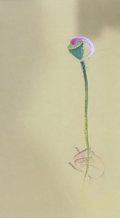 Chinese claborate-style painting——lotus  Decoration for Study