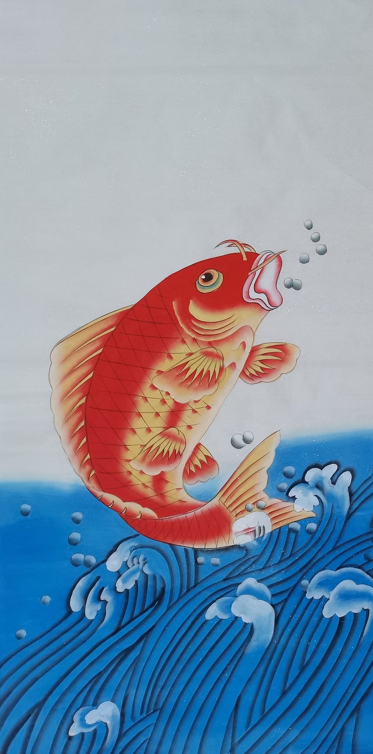 Chinese claborate-style painting- fish and lotus. Living room decoration