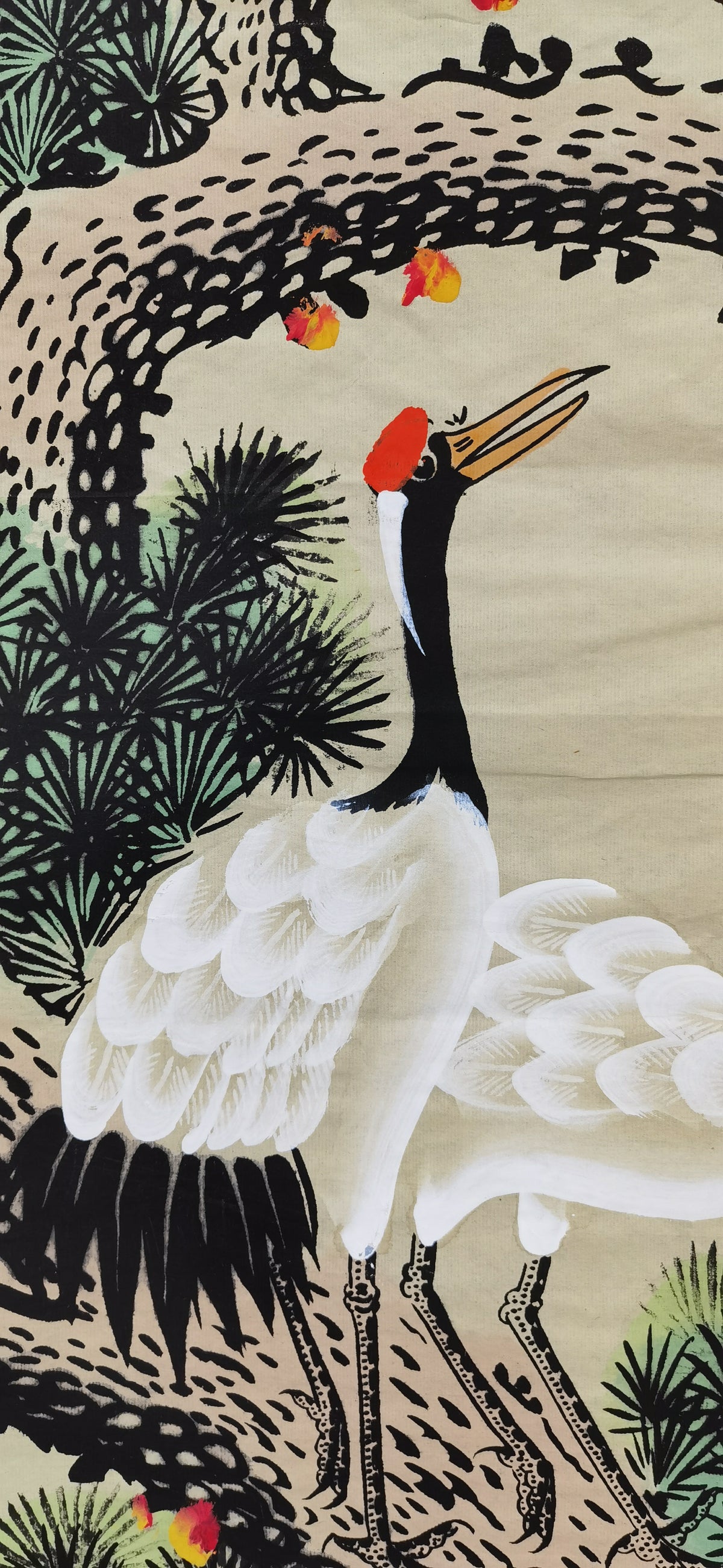 Chinese painting——Pine tree and red-crowned crane, Live Long and Prosper. best gift for parents, grandparents and senior citizens,