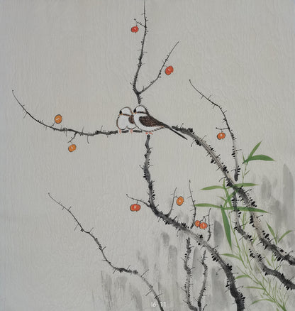 Chinese painting-Plants. Plum blossom and birds. Study decoration.