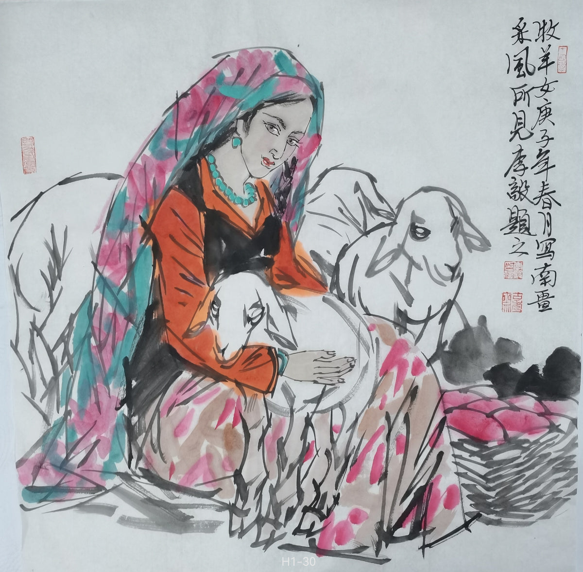 Chinese painting-Exotic lady.  room decoration