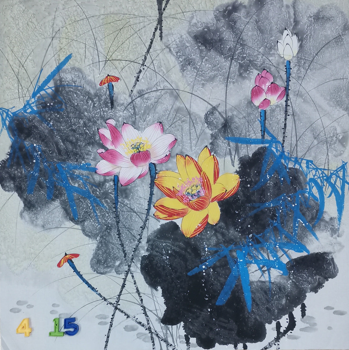 Chinese painting-Plants. Lotus. Living room decoration.