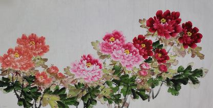 Chinese painting-peony flowers and bees.  Living room decoration