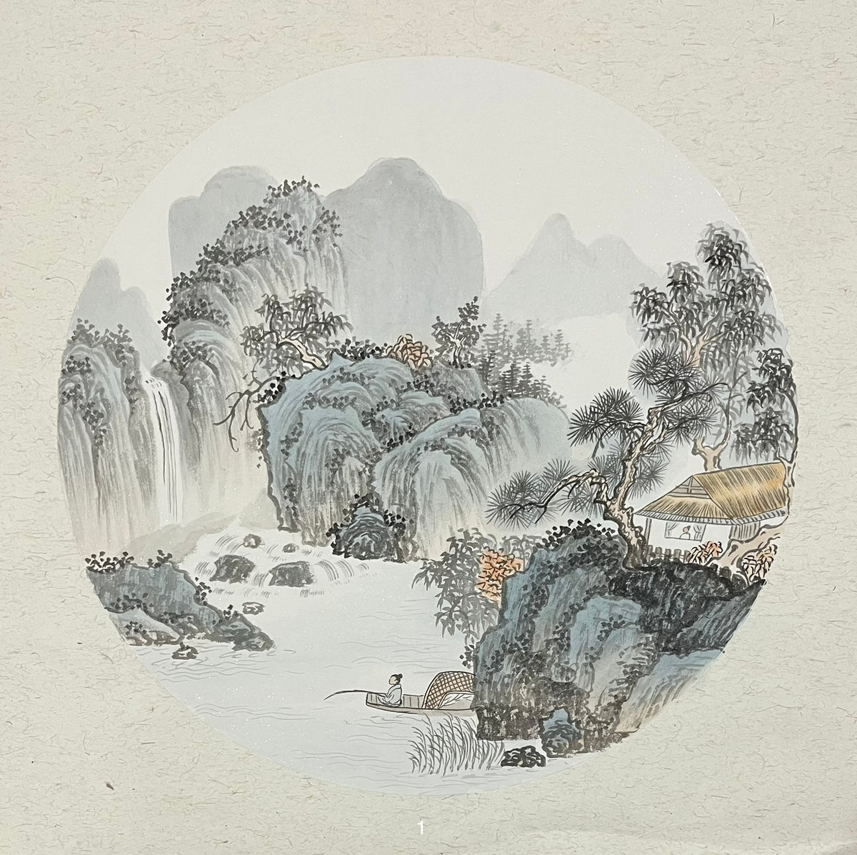 Chinese realistic painting-detailed painting.  Mountains.   Painted on hard paper jam