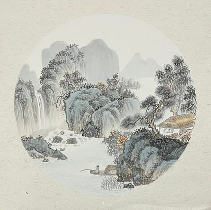 Chinese realistic painting-detailed painting.  Mountains.   Painted on hard paper jam