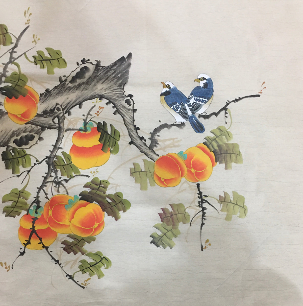 Chinese painting-Plants.  Gourd and persimmon. Happiness and rich.  Bedroom decoration