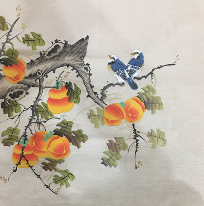 Chinese painting-Plants.  Gourd and persimmon. Happiness and rich.  Bedroom decoration